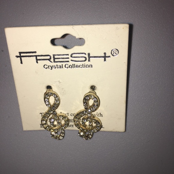 Rhinestone treble clef earrings - Picture 2 of 8